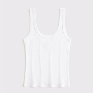 Abercrombie & Fitch White Fitted Vintage Ribbed Scoopneck Tank Top